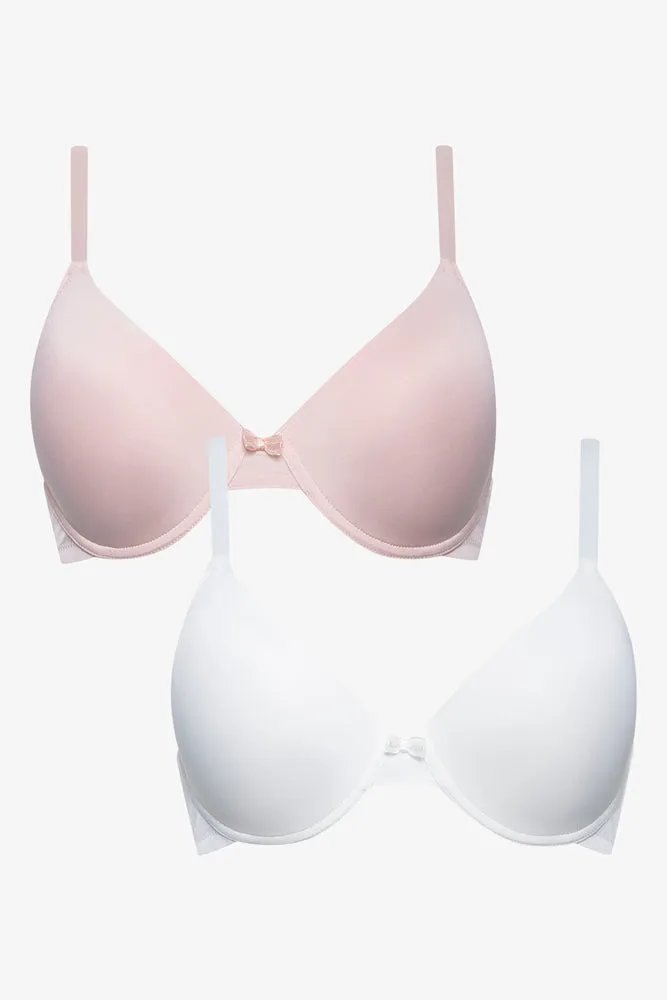 2 Pack T-Shirt Bras White & Natural