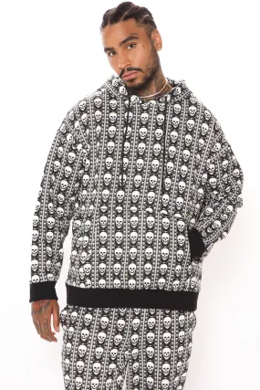 All Over Skull Pullover Hoodie - Black/combo