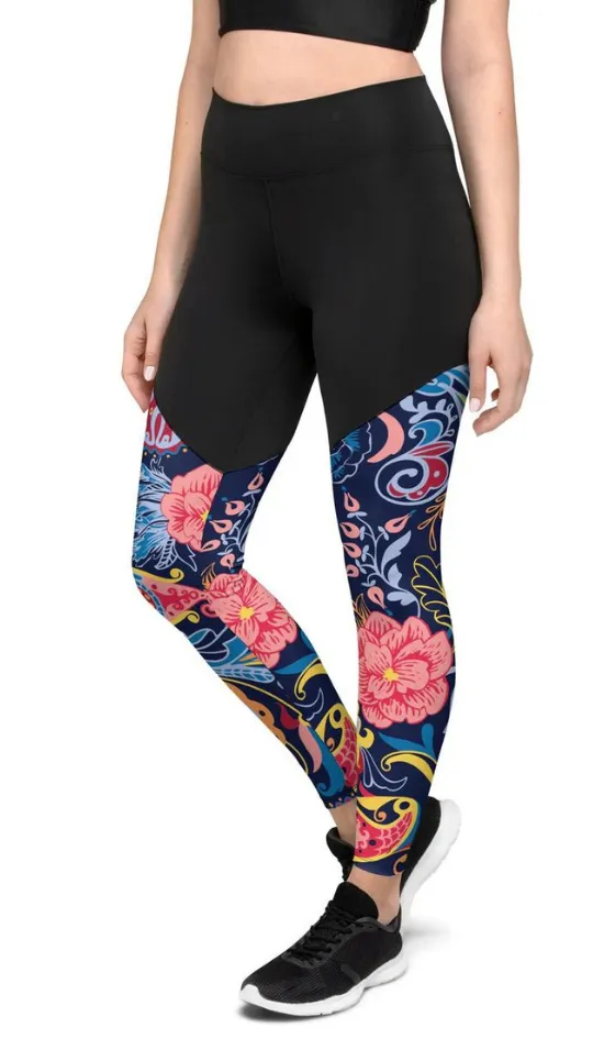 Art Deco Floral Compression Leggings