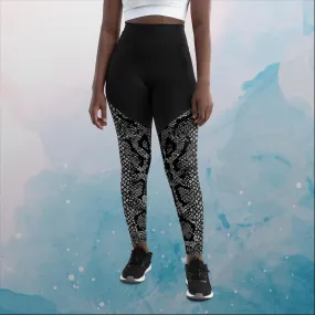 Black Snake Skin Print Womens Compression Sports Leggings