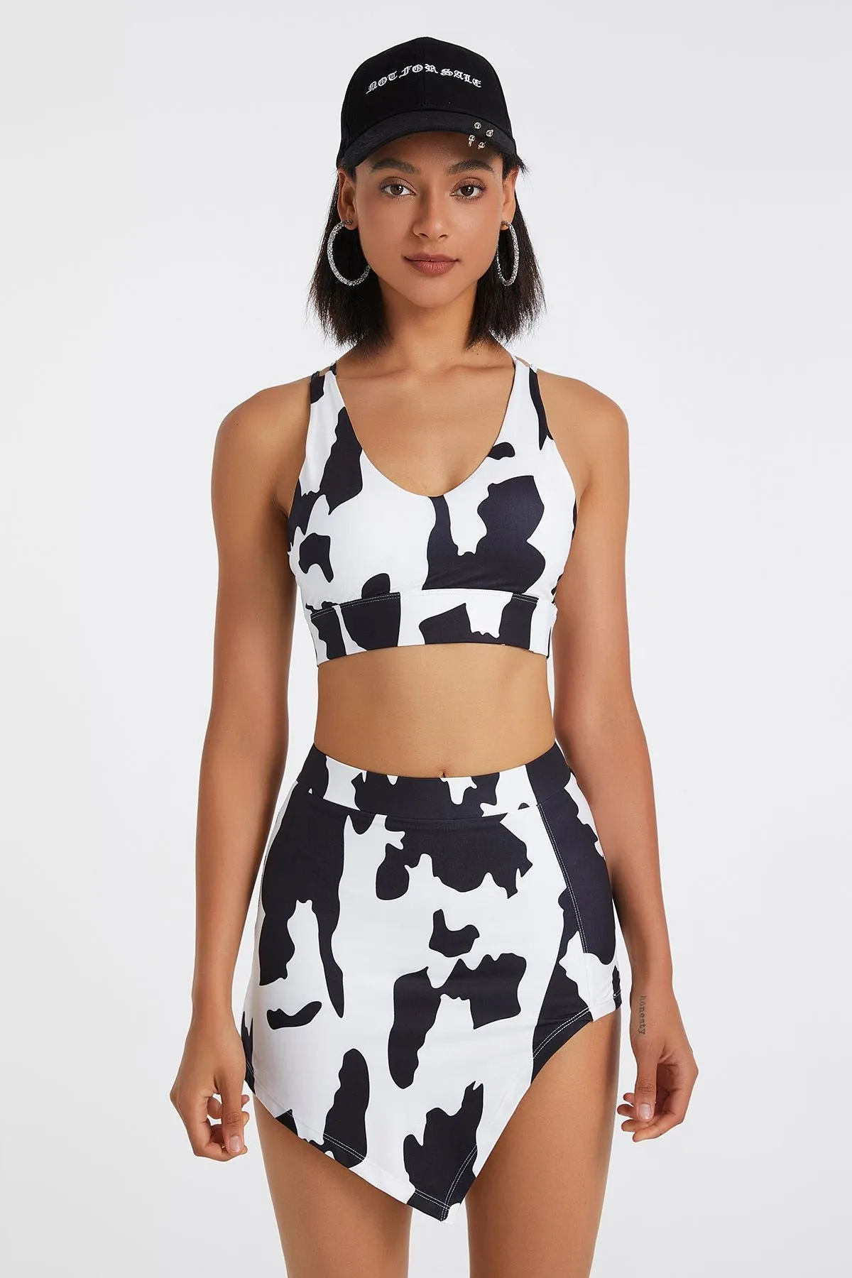 Cow Print Strappy Sports Bra