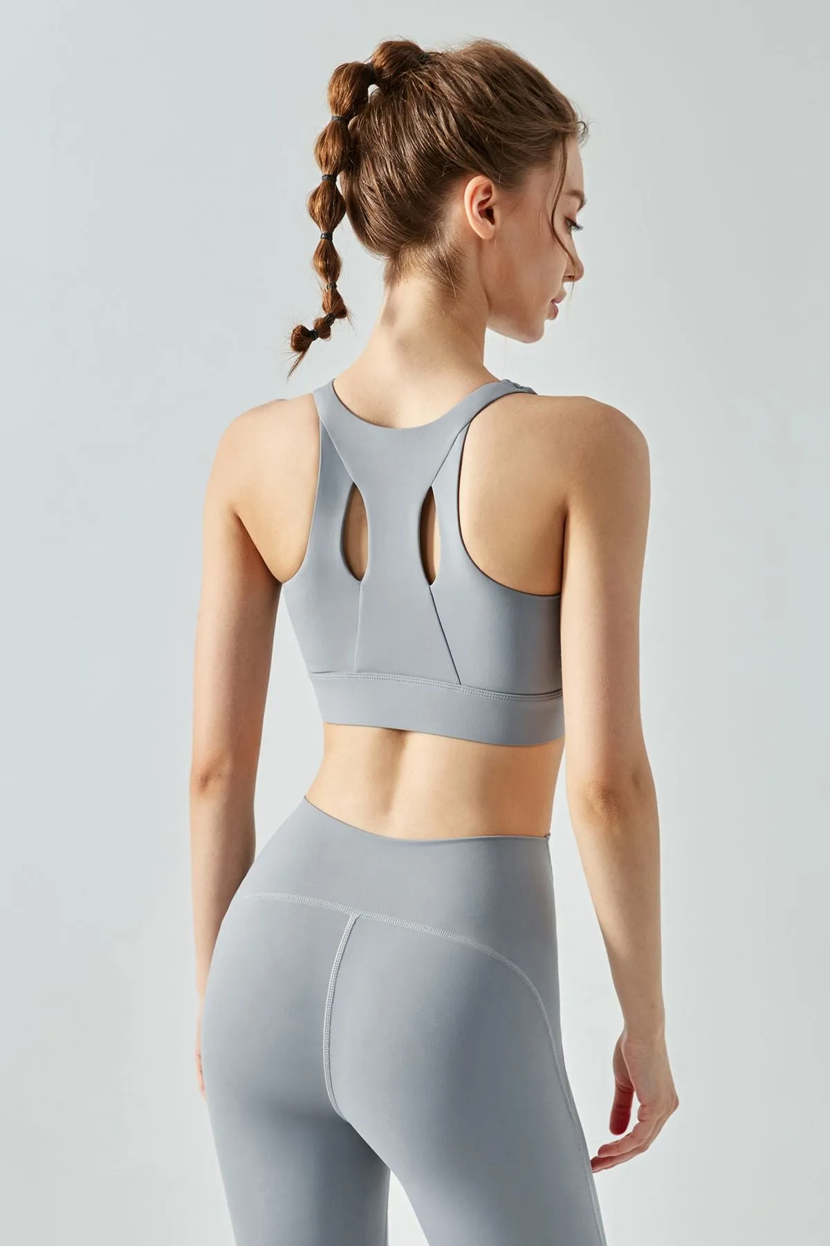 Front Zipper Racerback Sports Bra