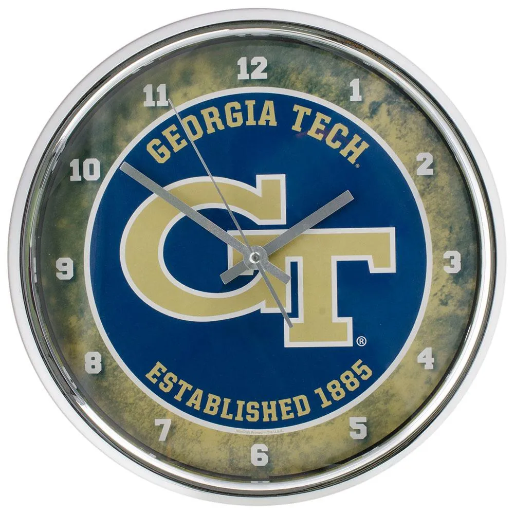 Georgia Tech Yellow Jackets Chrome Clock