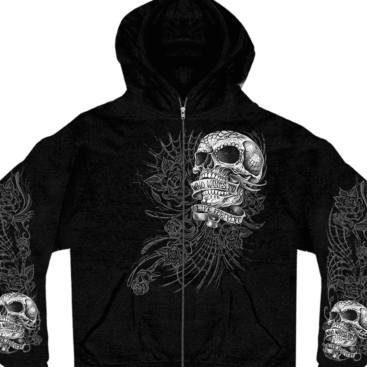 Hot Leathers GMZ4356 Men’s ‘Sweet Demise’ Black Hoodie with Zipper