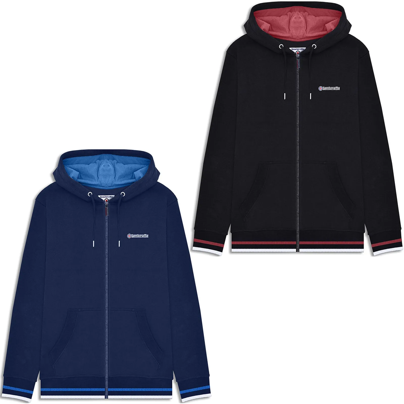 Lambretta Mens Full Zip Twin Tipped Hoodie