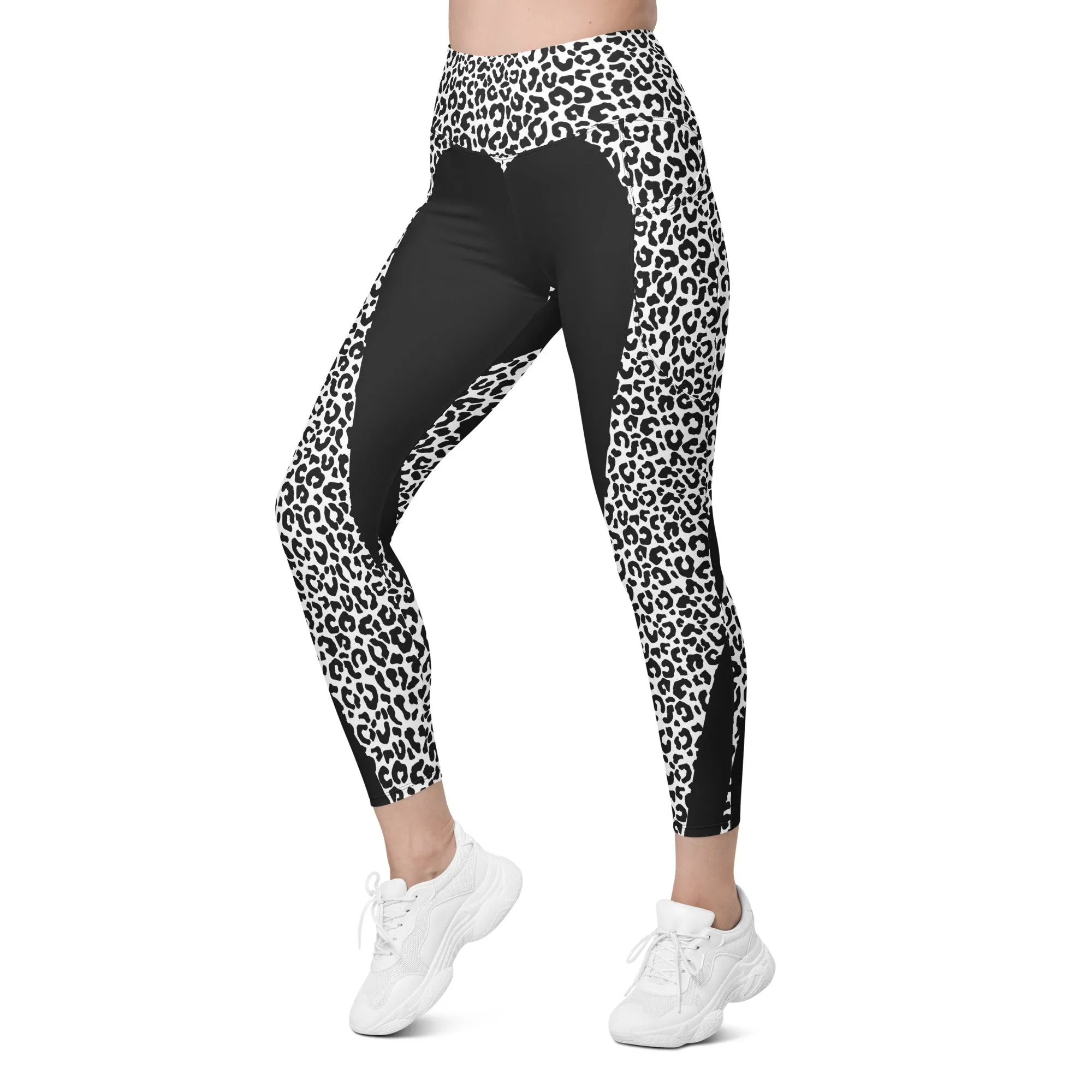 Leopard Heart Shaped Leggings With Pockets