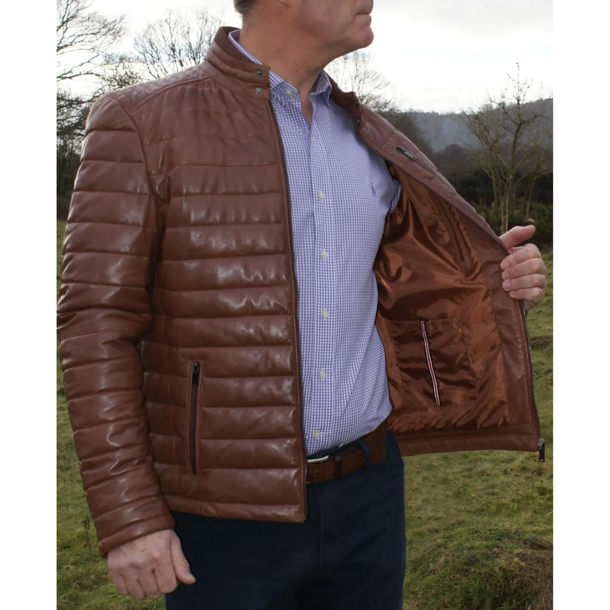 Mens Light Brown Leather Jacket