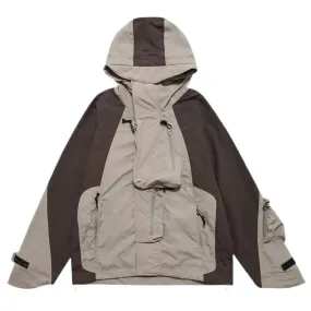 Oversized Spliced Color Hooded Windbreaker Jacket