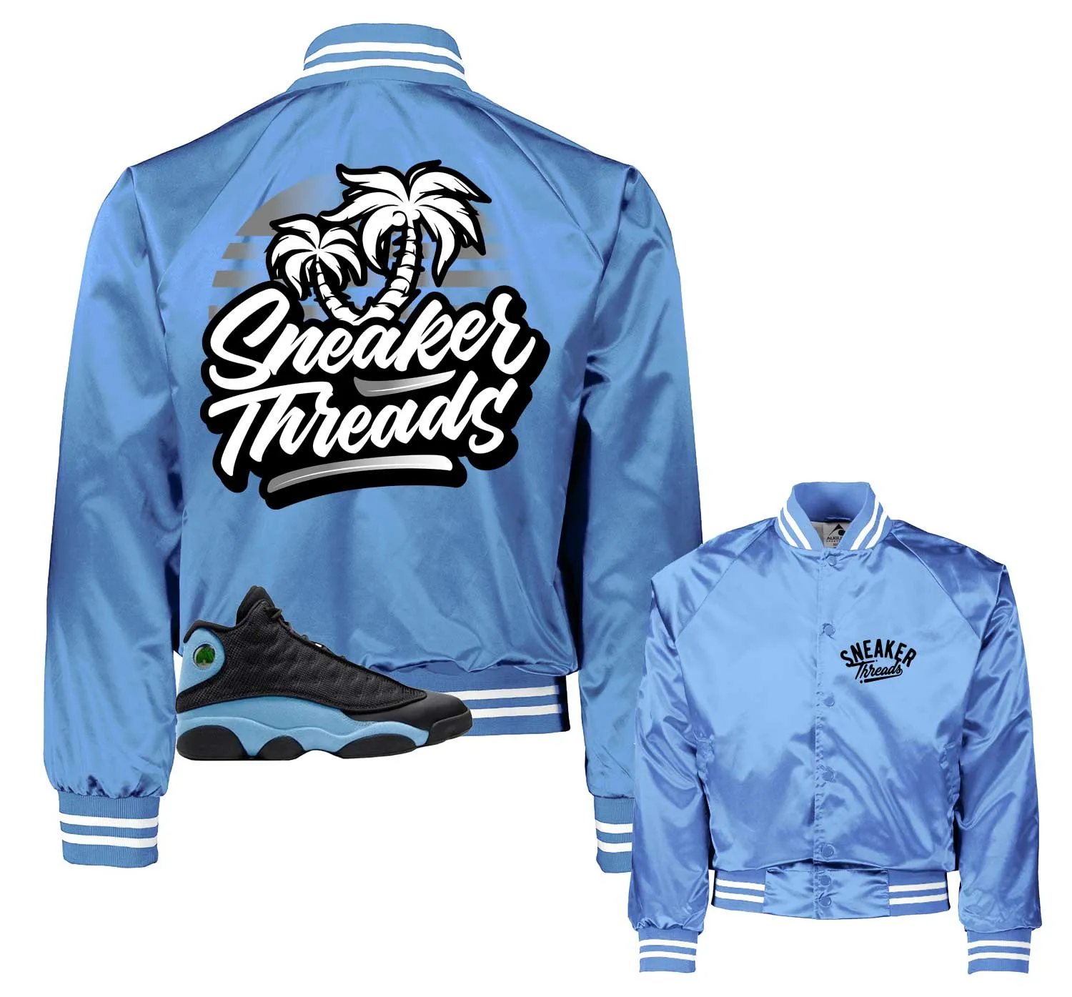 Retro 13 University Blue ST Palms Satin Jacket