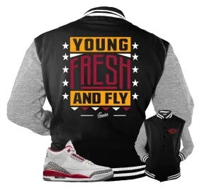 Retro 3 Cardinal Red Young Fresh Fly Jacket