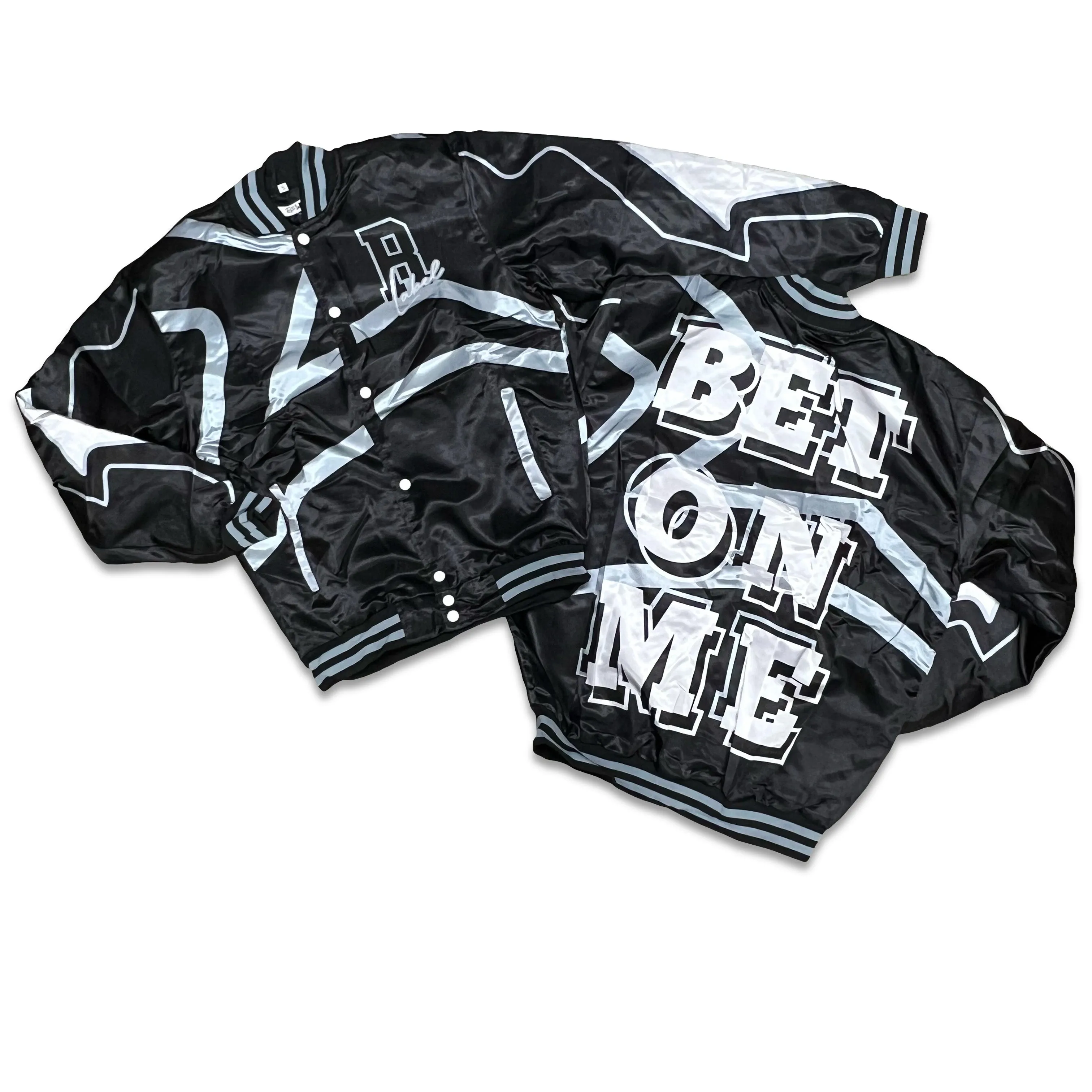 RETRO LABEL BET ON ME Satin JACKET (RETRO 6 METALLIC SILVER)