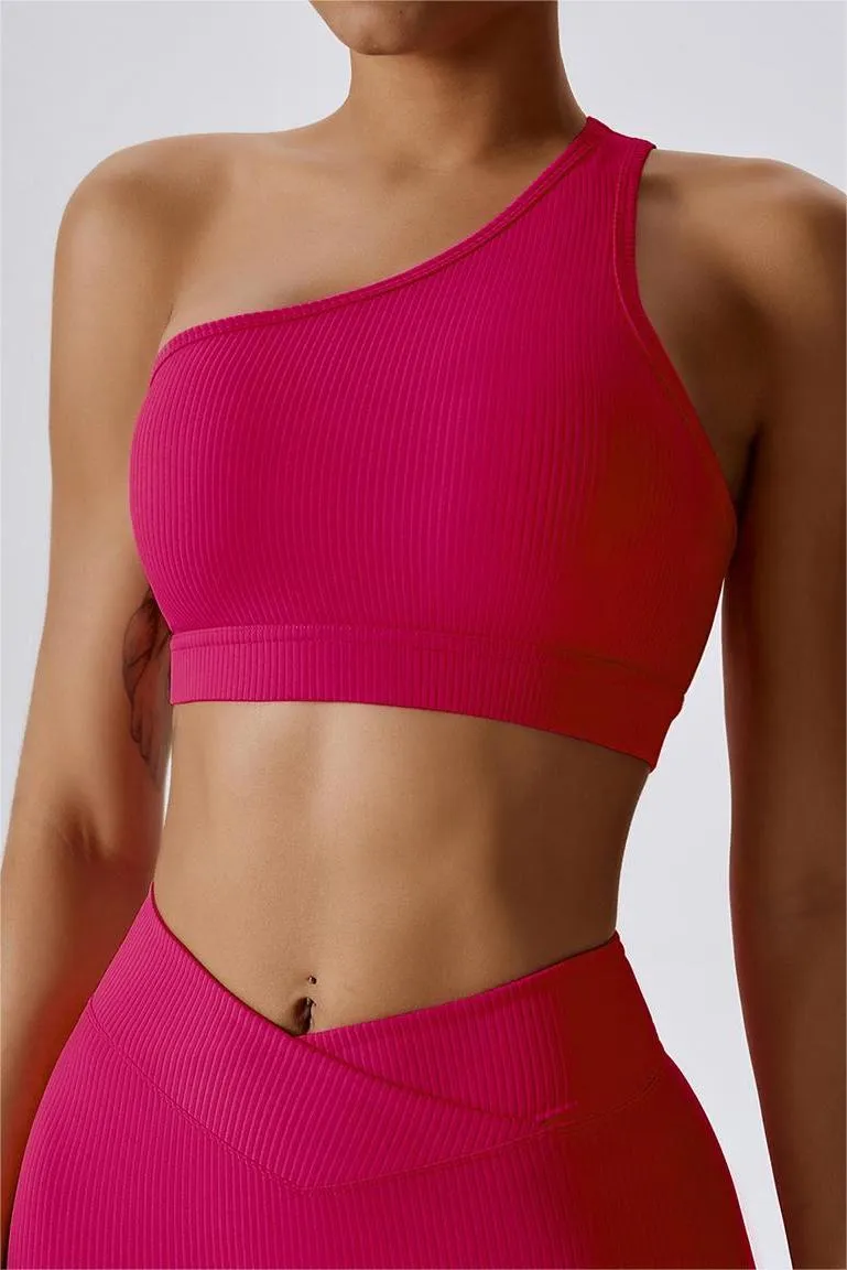 Ribbed One Shoulder Sports Bra