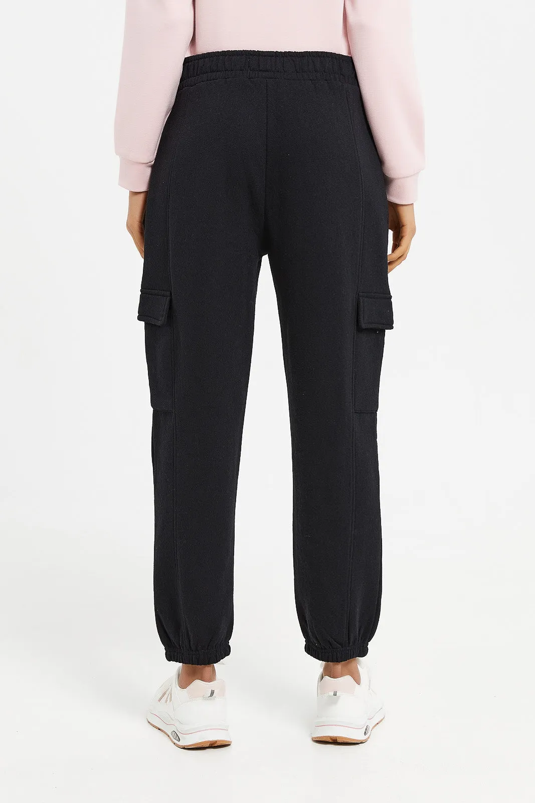 Senior Girls Plain Black Track Pants