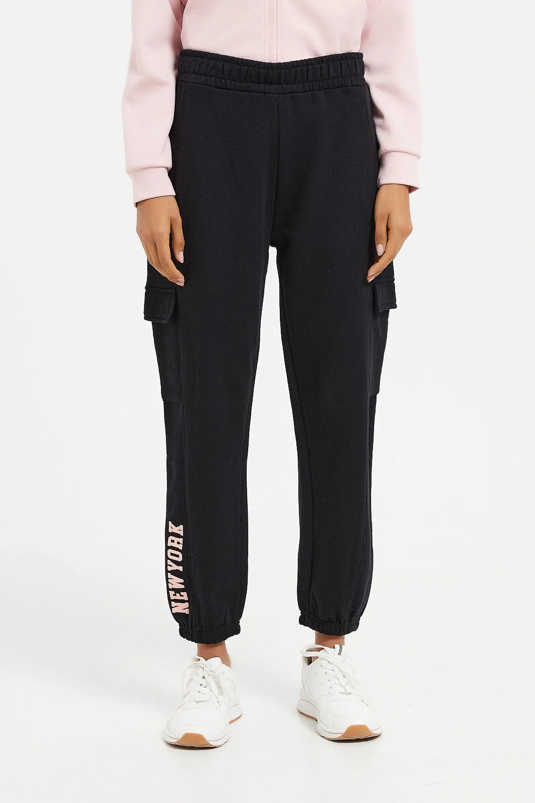 Senior Girls Plain Black Track Pants