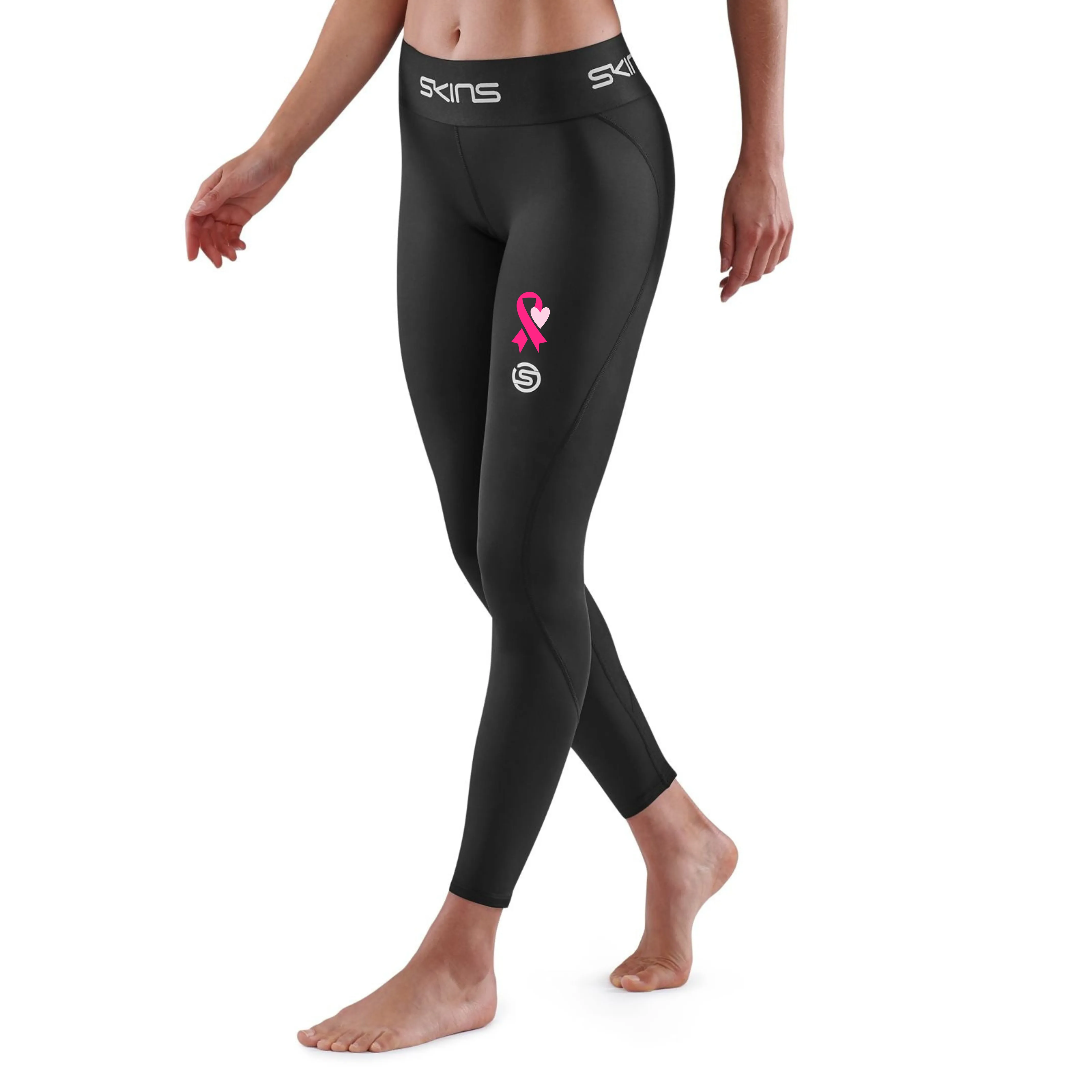 SKINS SERIES-1 WOMEN'S 7/8 TIGHTS BLACK (BREAST CANCER LOGO)