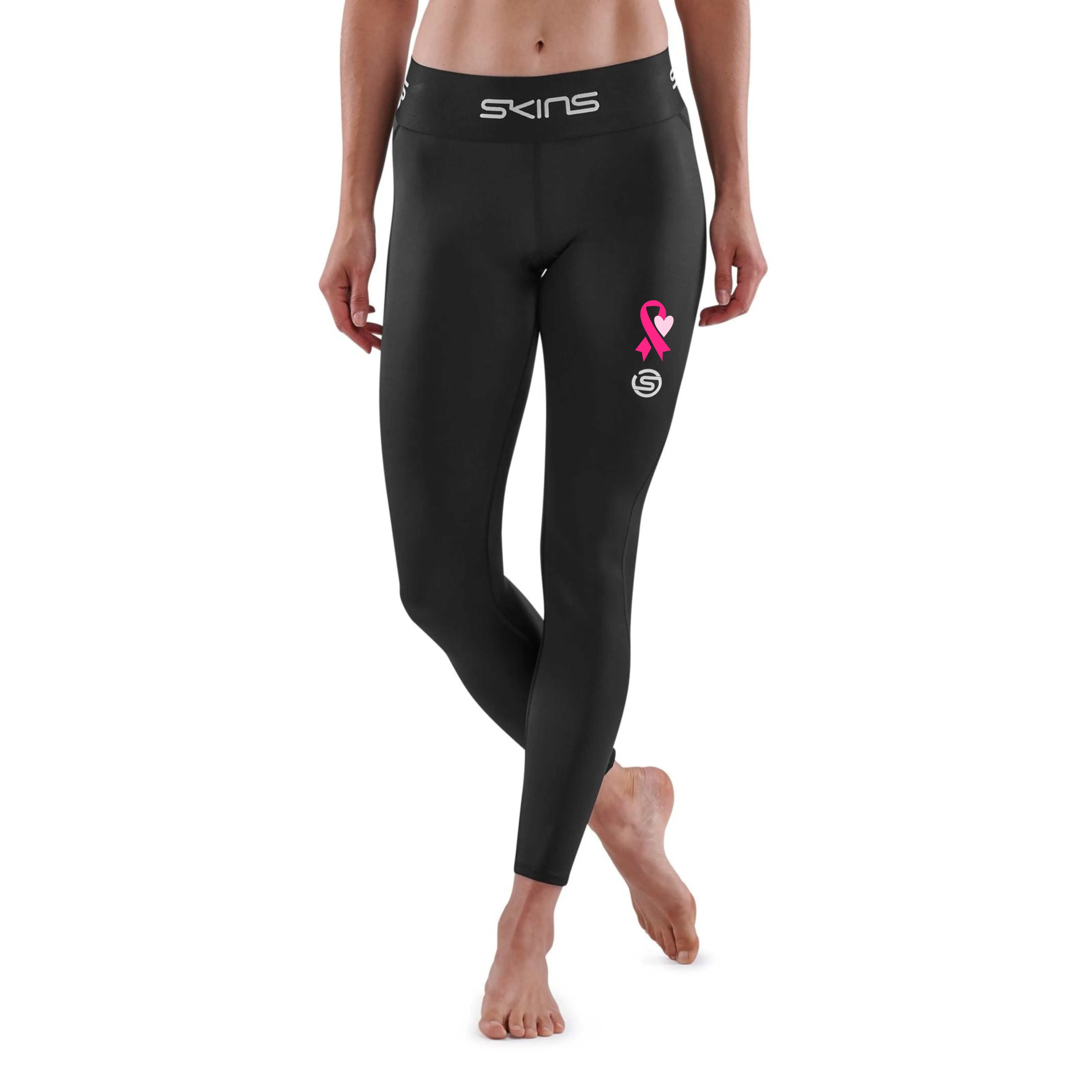 SKINS SERIES-1 WOMEN'S 7/8 TIGHTS BLACK (BREAST CANCER LOGO)