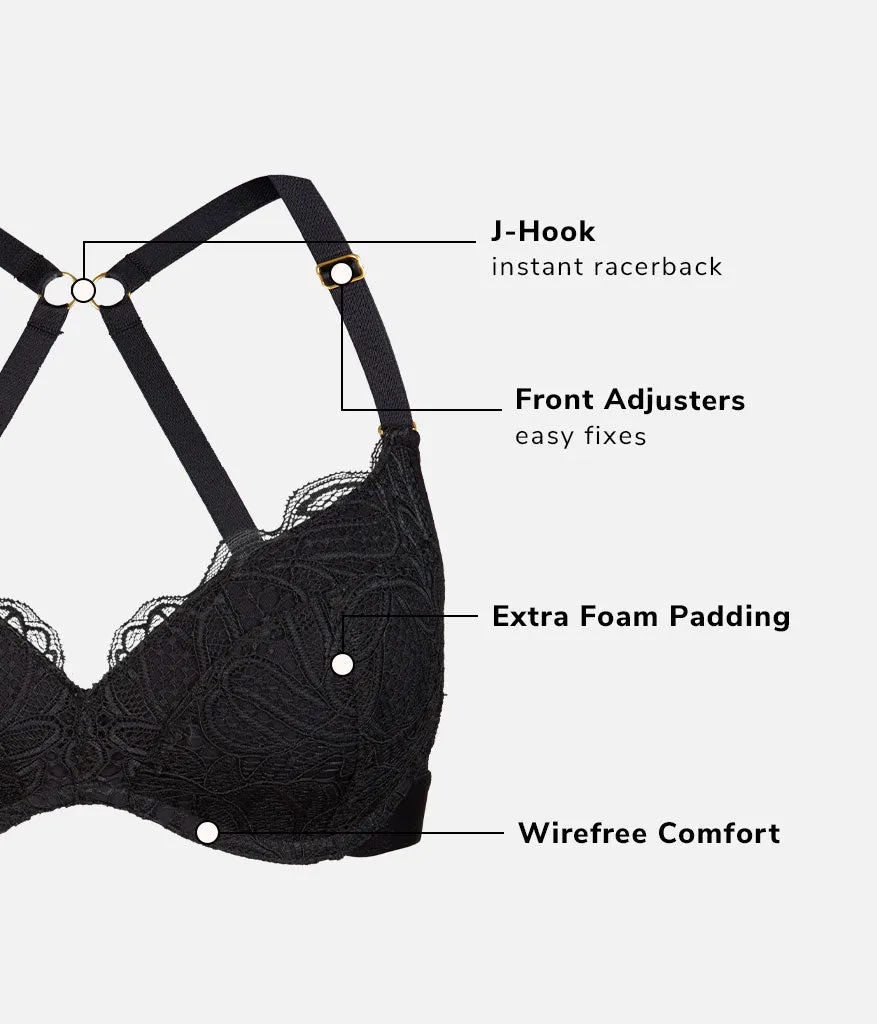 The Lace No-Wire Push-Up: Jet Black