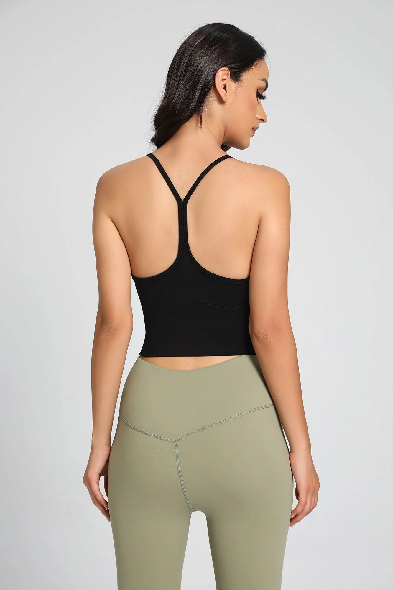 Twist Front Thin Straps Y-Back Sports Bra