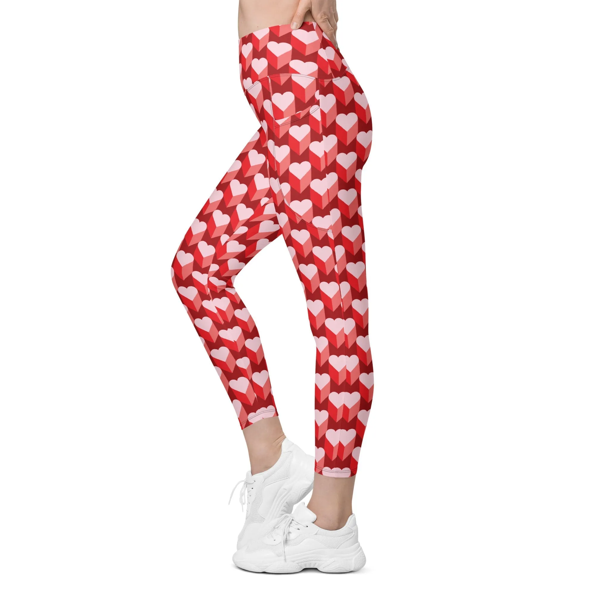 Valentine's Day Heart Leggings With Pockets