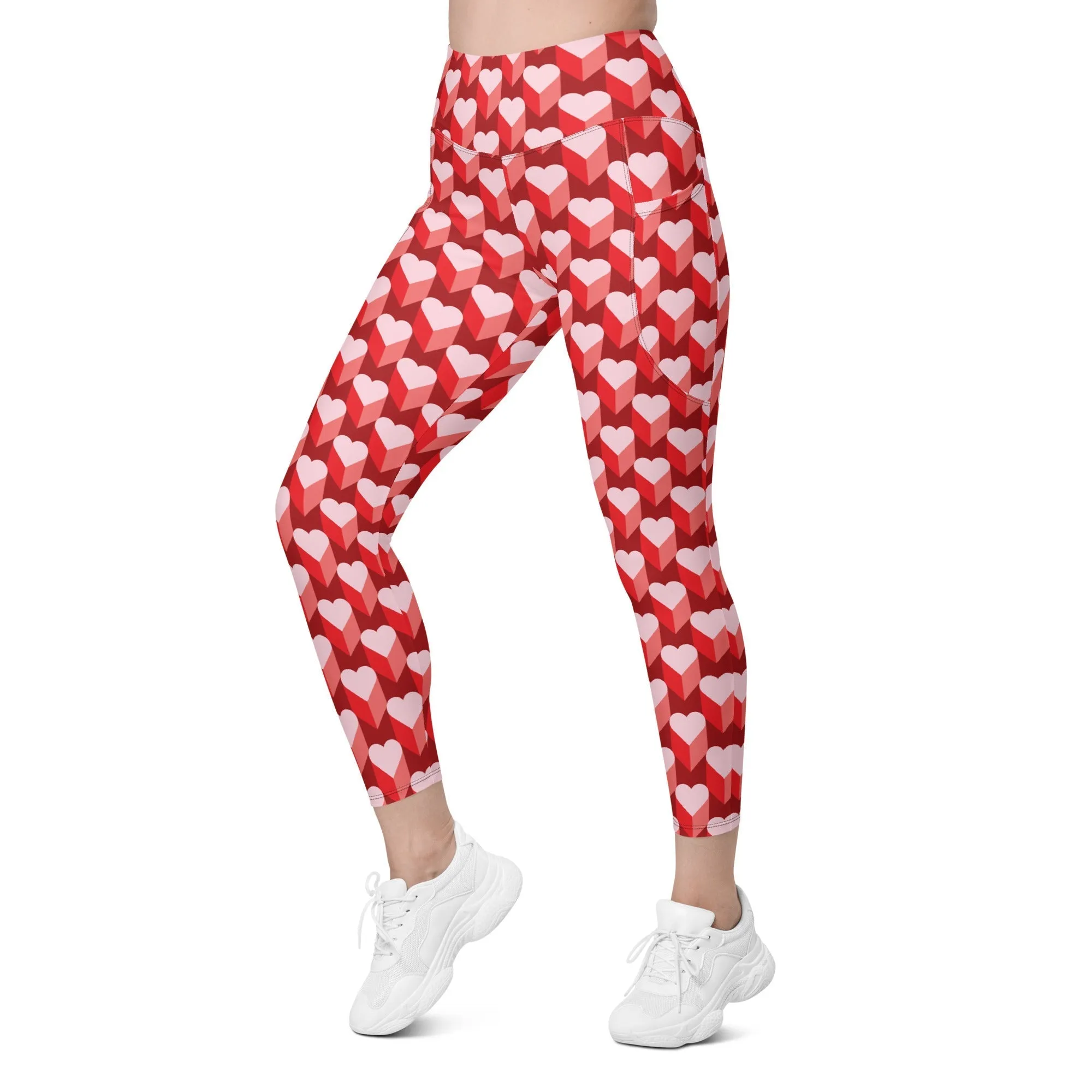 Valentine's Day Heart Leggings With Pockets