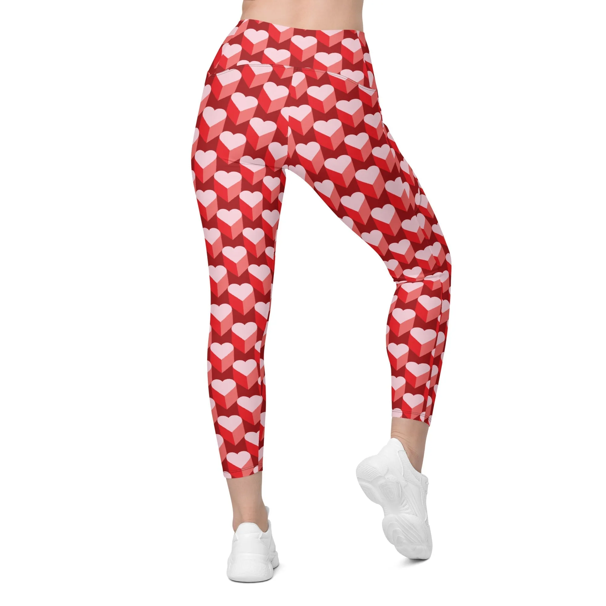 Valentine's Day Heart Leggings With Pockets