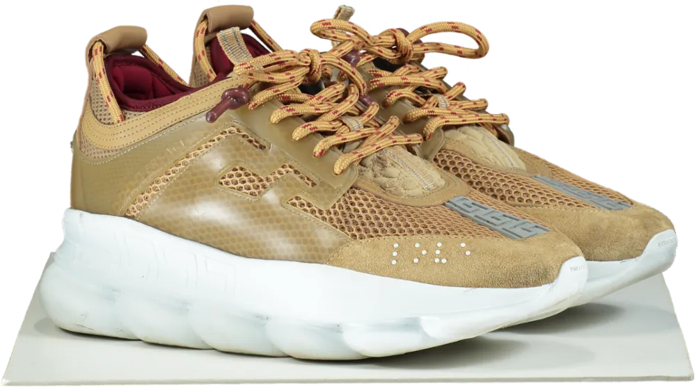 Versace Tan Chain Reaction Sneakers UK 9