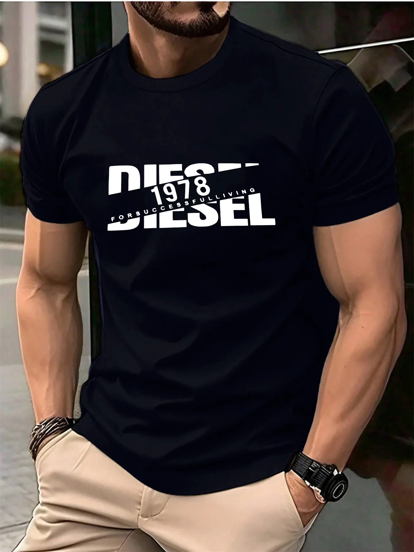 1978 Distressed Graphic Tee Edgy Streetwear Tops 100% Cotton Men's T-shirt Summer Lightweight Breathable Everyday Casual Shirts