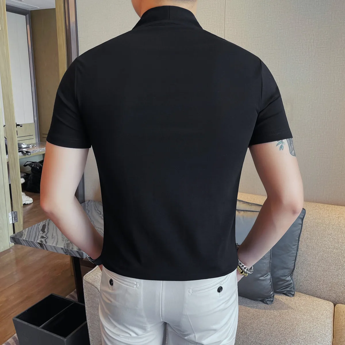 Summer Men's T Shirts Fashion Sexy V Neck Short Sleeve T-Shirt Man Clothing 2025 Slim Fit Casual Tops Tee Shirt Homme Plus Size - Image 4