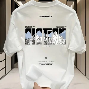 Summer New Style American Streetwear Loose Men T-shirt 100% Pure Cotton Soft and Breathable Material Suitable for Daily Wear